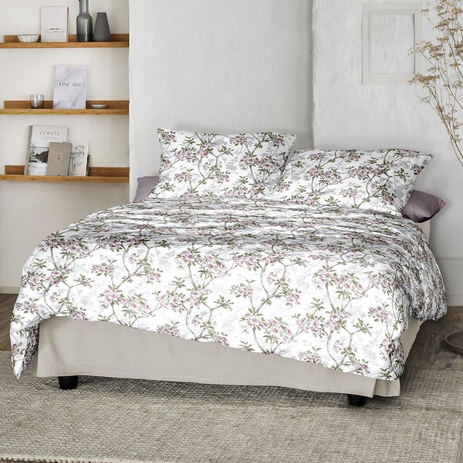 Irisette Mako Satin Bettwäsche Tokio 8537-10 Kirschblumen Rosa 135x200 günstig online kaufen