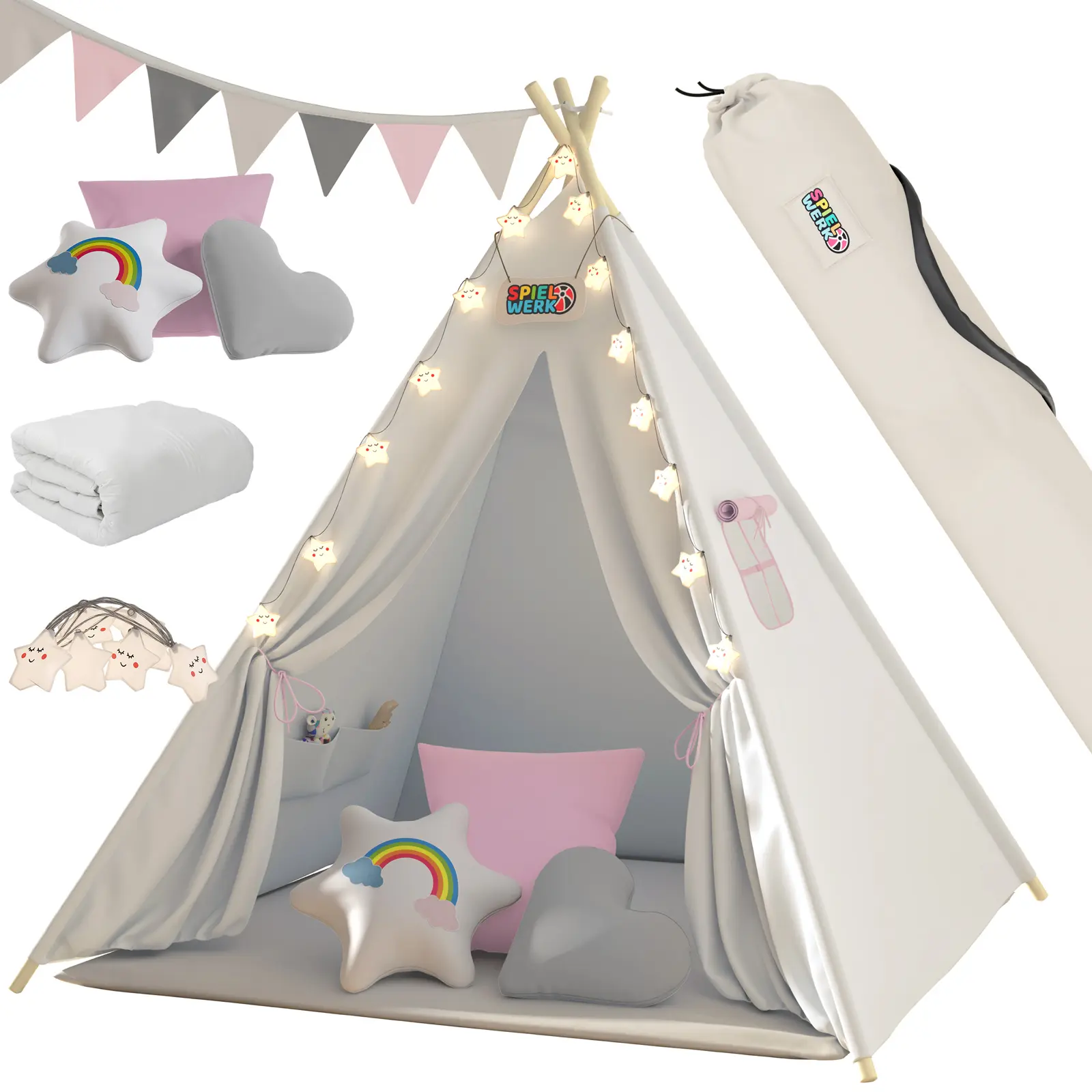 Tipi Spielzelt Rosa 160x130x130cm günstig online kaufen