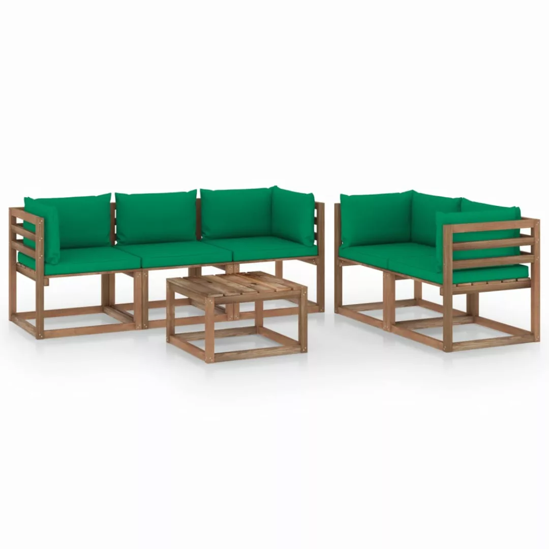 6-tlg. Garten-lounge-set Mit Grünen Kissen günstig online kaufen