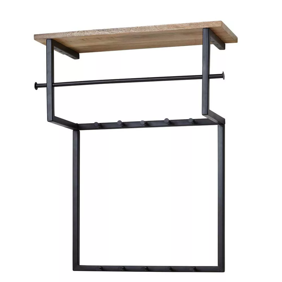 Industrial Hängegarderobe aus Mangobaum Massivholz Metall günstig online kaufen