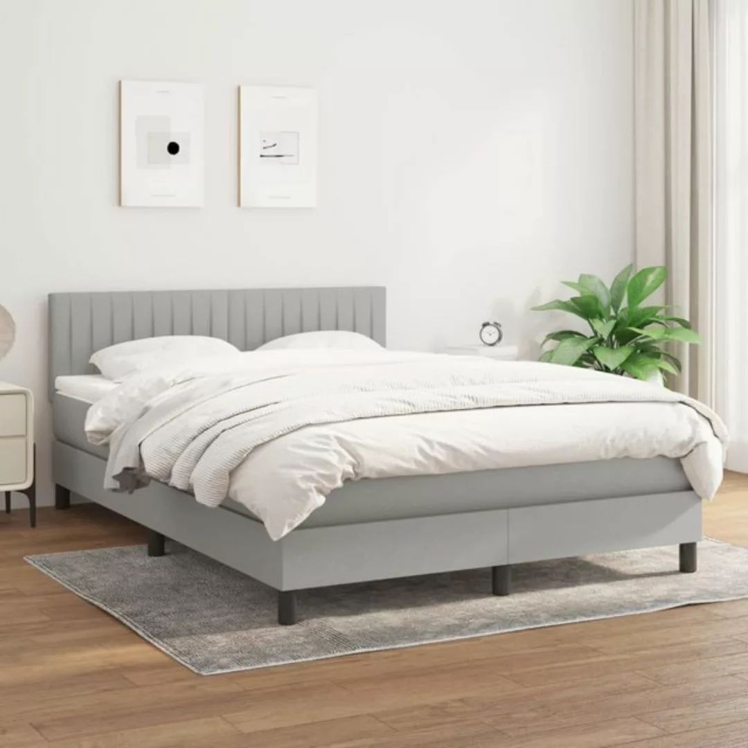 vidaXL Boxspringbett Boxspringbett mit Matratze Hellgrau 140x200 cm Stoff B günstig online kaufen