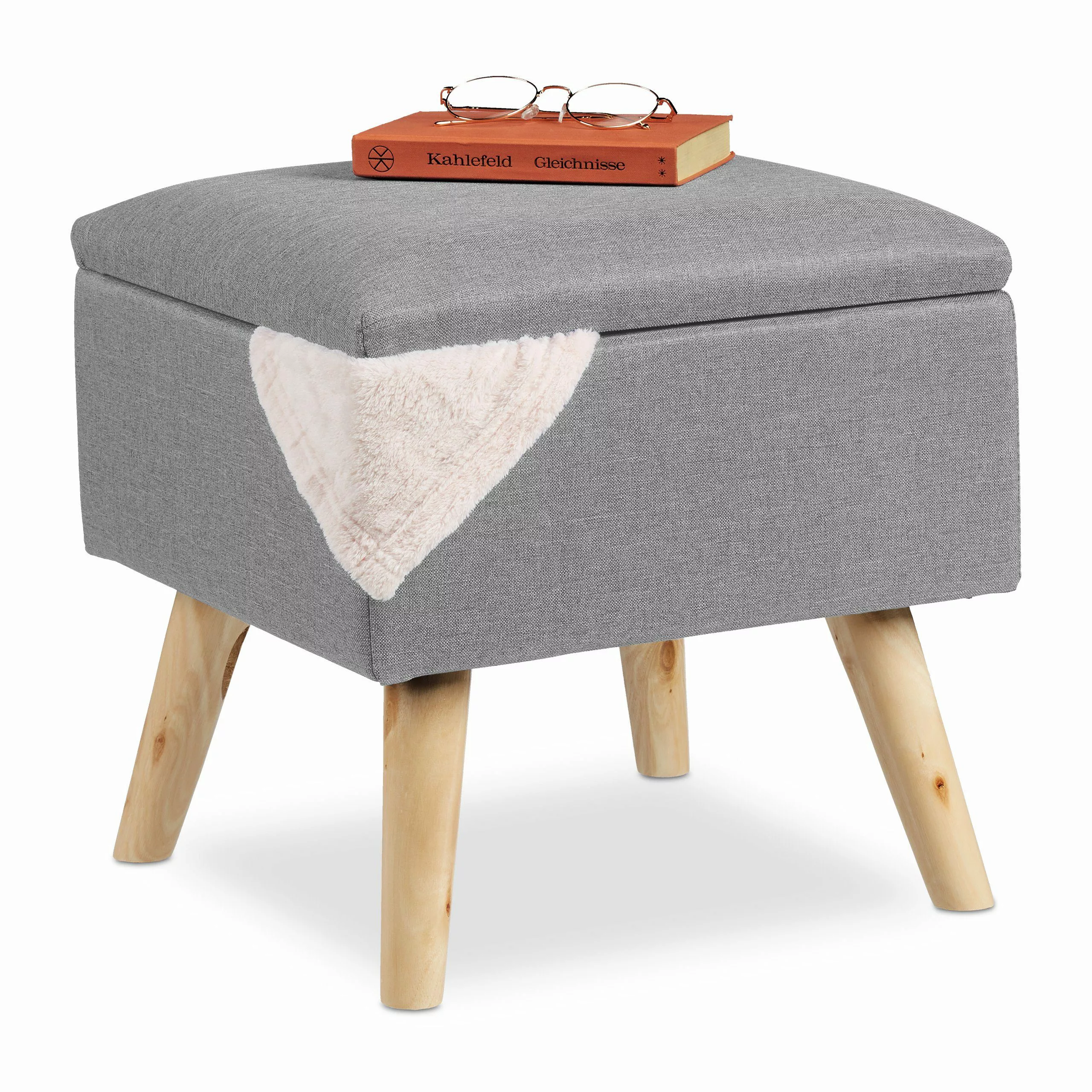 relaxdays Stauraumhocker Hocker mit Stauraum, hellgrau günstig online kaufen