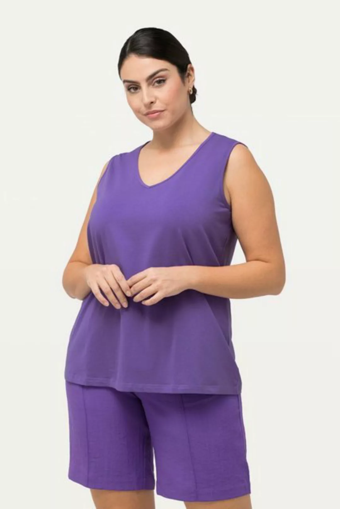 Ulla Popken Longtop Top Classic V-Ausschnitt ärmellos günstig online kaufen