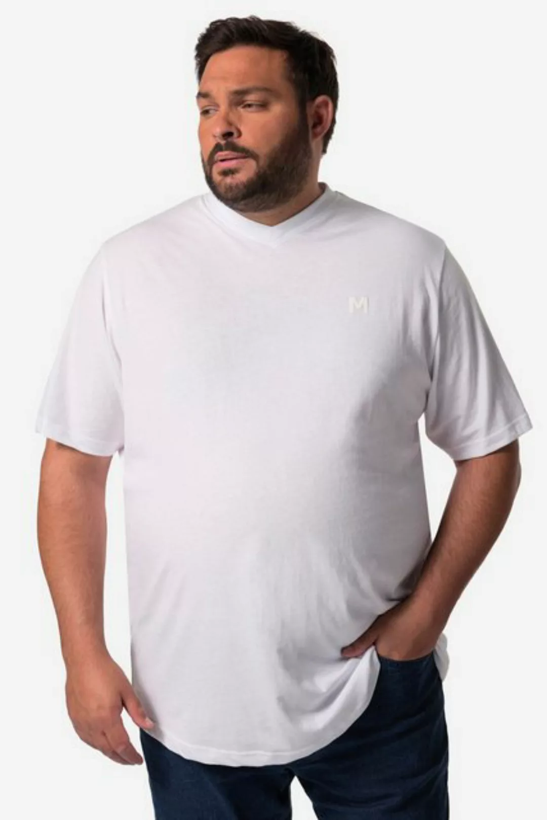 Men Plus T-Shirt Men+ T-Shirt Basic Halbarm V-Ausschnitt bis 8 XL günstig online kaufen