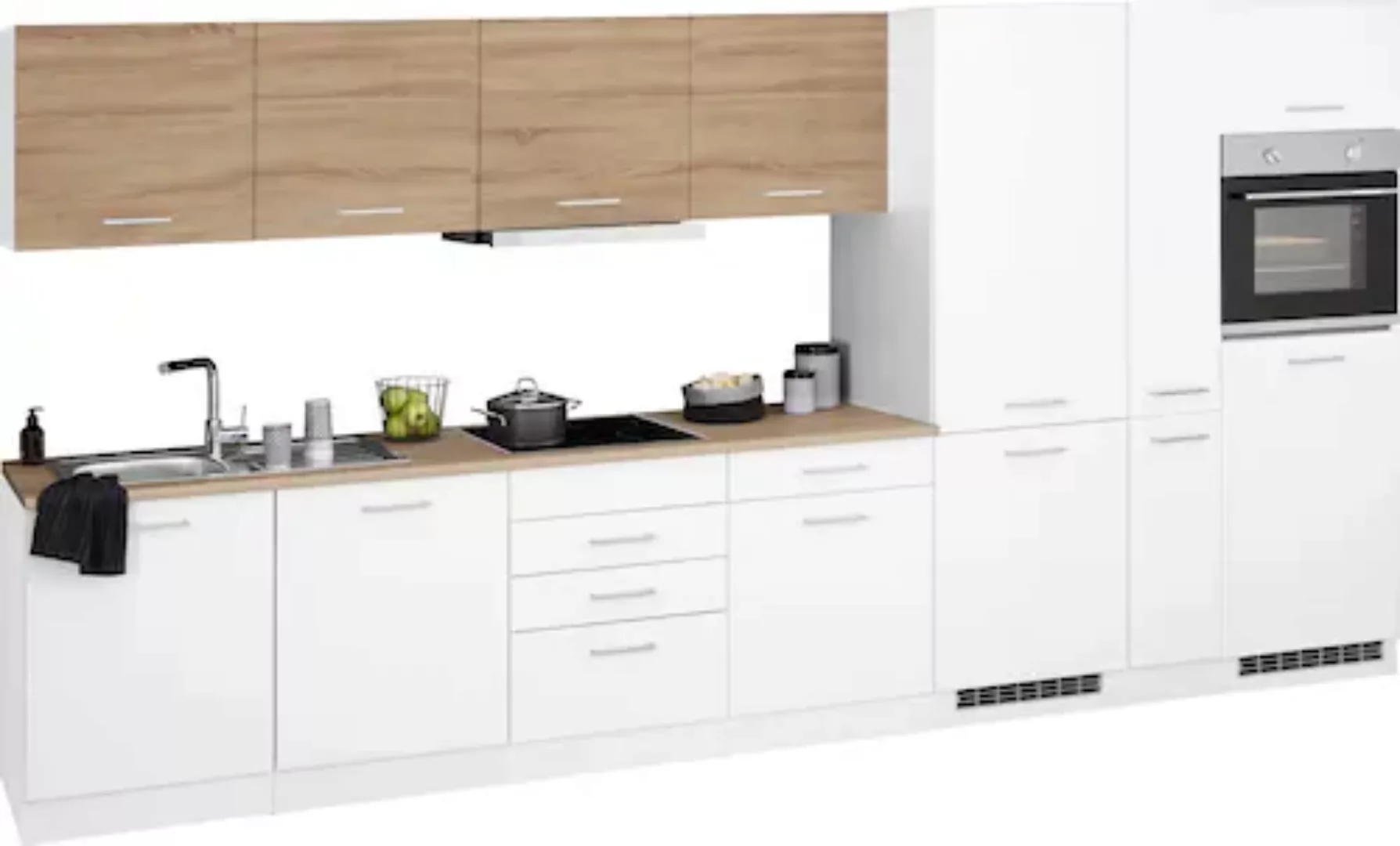 HELD MÖBEL Küchenzeile "Visby", mit E-Geräten, Breite 390 cm inkl. Kühl/Gef günstig online kaufen