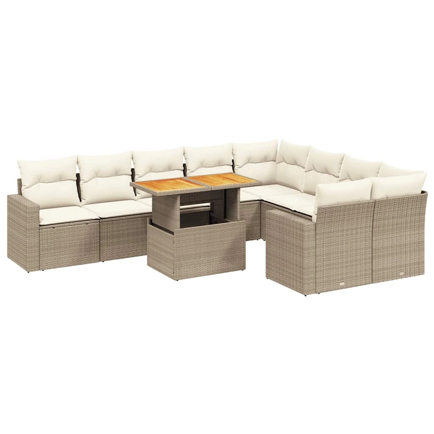 vidaXL 10-Tlg Garten-Sofagarnitur mit Kissen Beige Poly Rattan 3271471 günstig online kaufen
