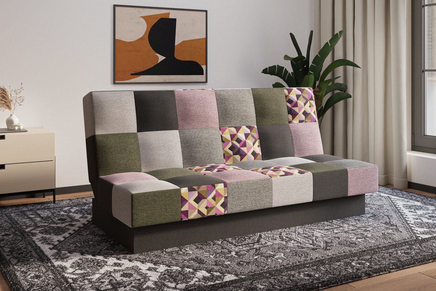 MOEBLO Schlafsofa Cyprus patchwork, Sofa Kippsofa Klappsofa Clic-Clack Couc günstig online kaufen