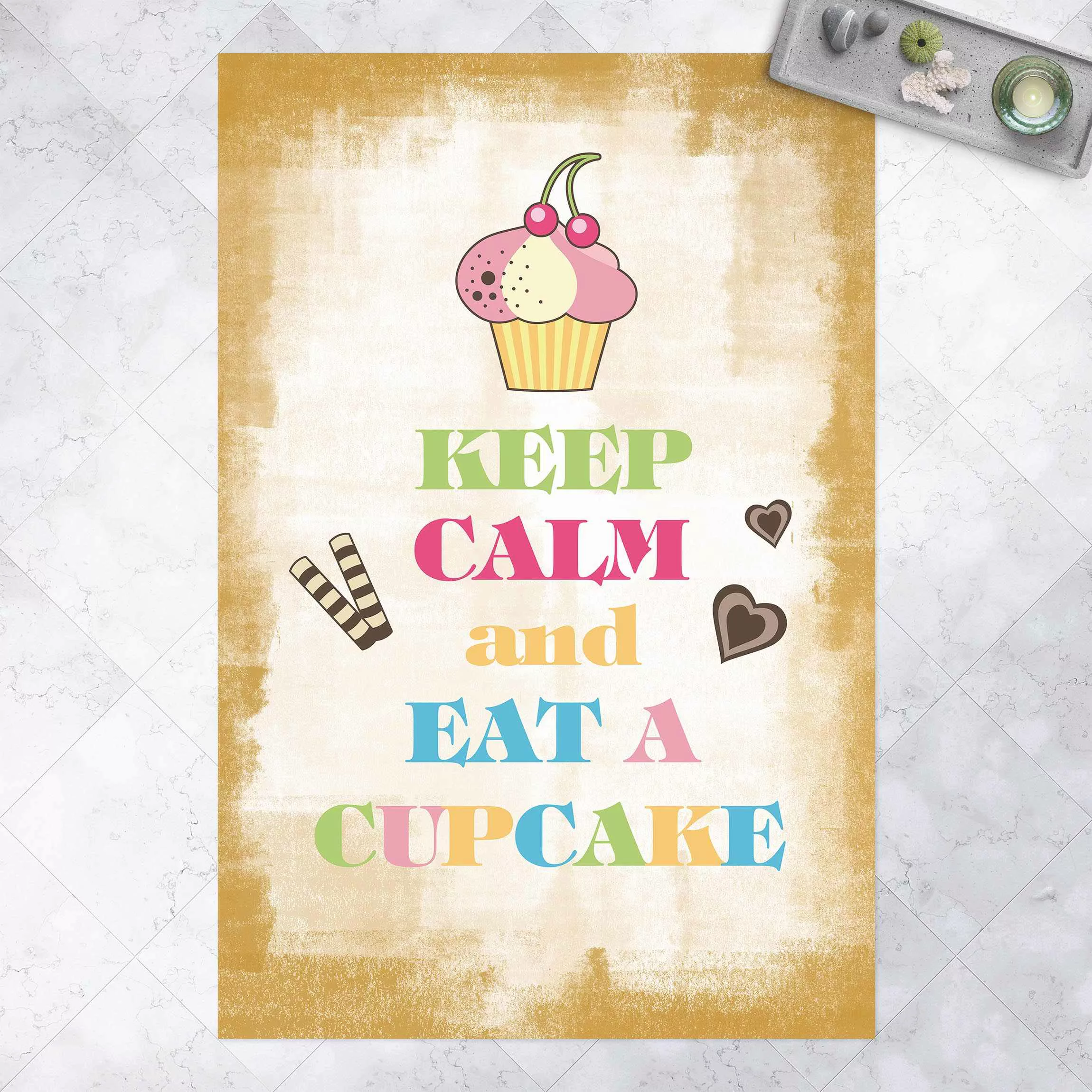 Vinyl-Teppich No.EV71 Keep Calm And Eat A Cupcake Bunt günstig online kaufen