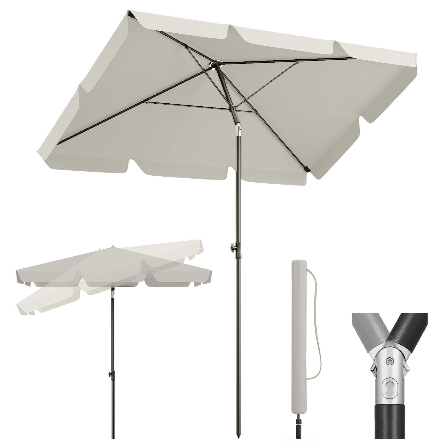 Sekey Rechteckschirm 200cm x 125cm Sonnenschirm günstig online kaufen