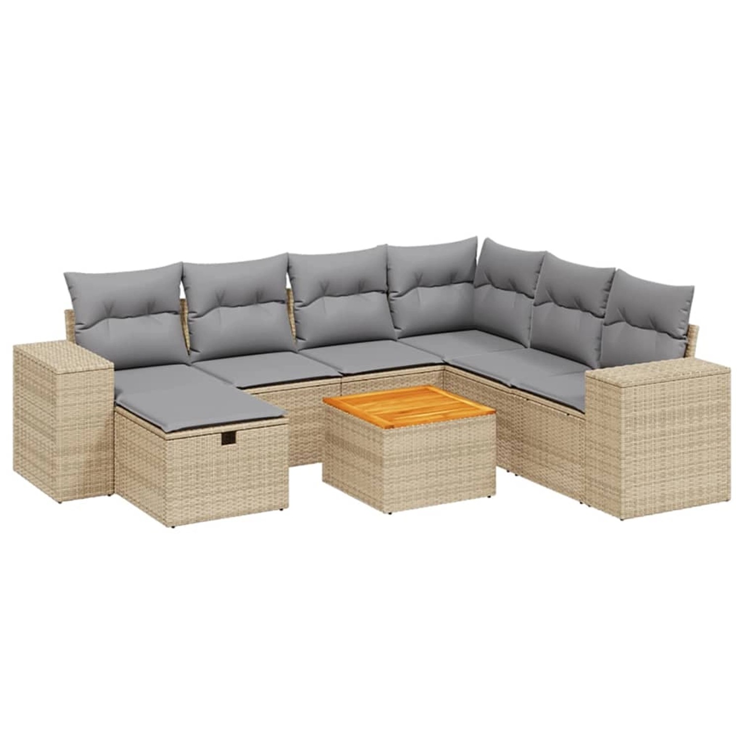 vidaXL 8-tlg Garten-Sofagarnitur mit Kissen Beige Poly Rattan Modell 155 günstig online kaufen