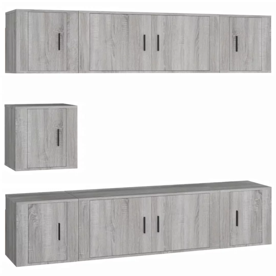 vidaXL TV-Schrank 7-tlg. TV-Schrank-Set Grau Sonoma Holzwerkstoff (7-St) günstig online kaufen