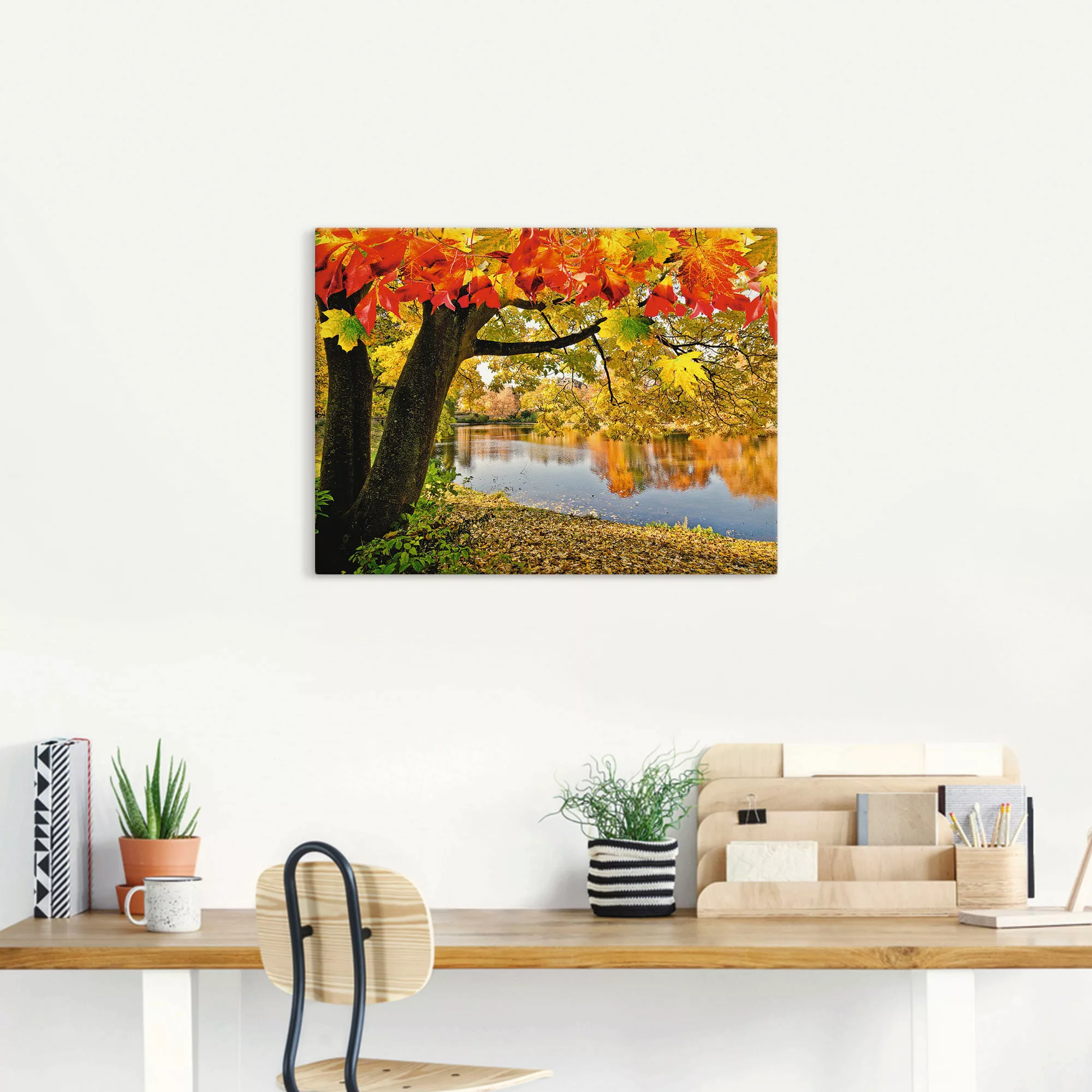 Artland Wandbild "Herbsttag an einem ruhigen See", Gewässer, (1 St.), als A günstig online kaufen