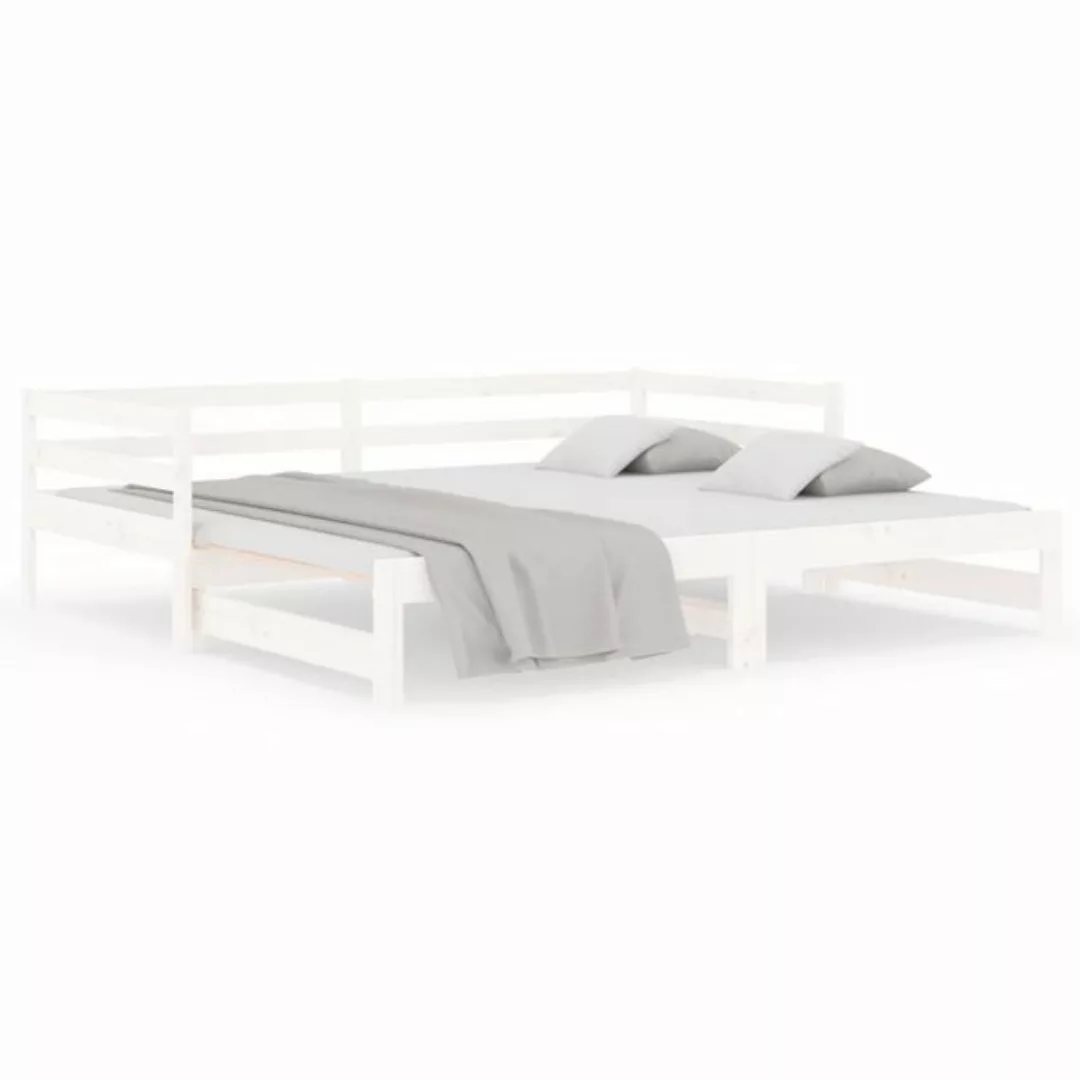 vidaXL Bettgestell Tagesbett Ausziehbar Weiß 2x90x190 cm Massivholz Kiefer günstig online kaufen