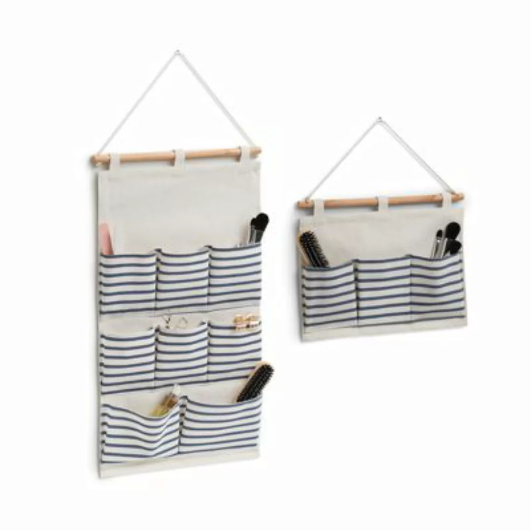 HTI-Living Hängeaufbewahrung Stripes Badezimmer 2er-Set beige/blau günstig online kaufen