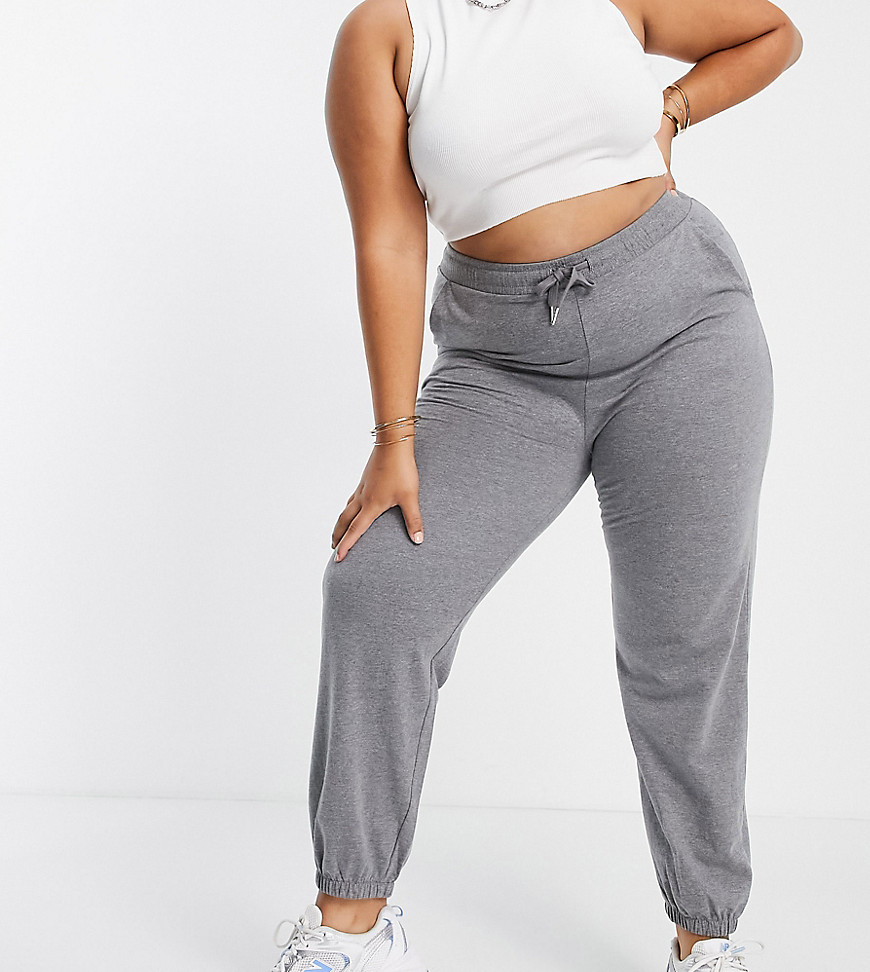 ASOS DESIGN Curve – Basic-Jogginghose in Anthrazit meliert-Grau günstig online kaufen