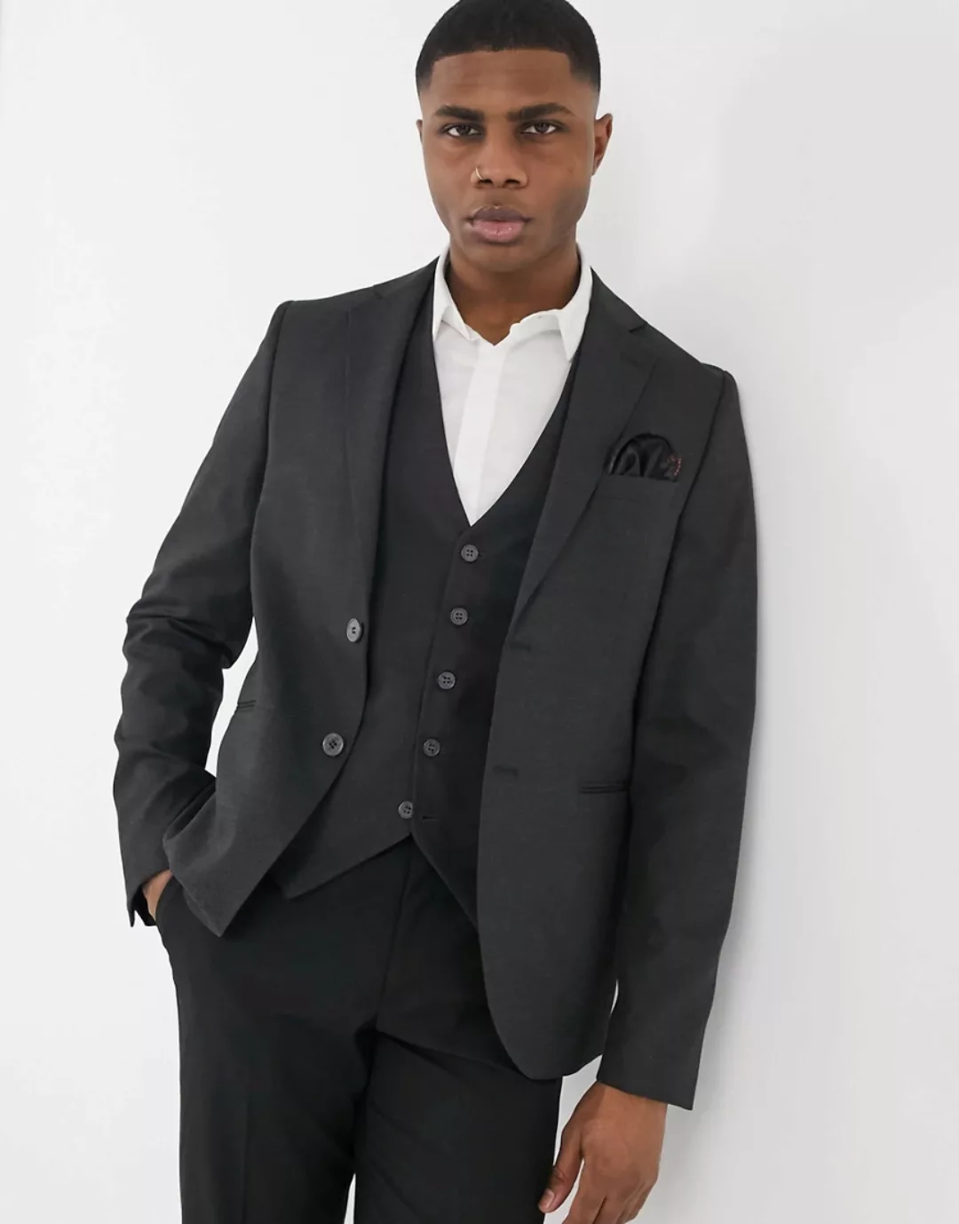 Bolongaro Trevor – Einfarbige, sehr schmal geschnittene Anzugjacke in Grau günstig online kaufen