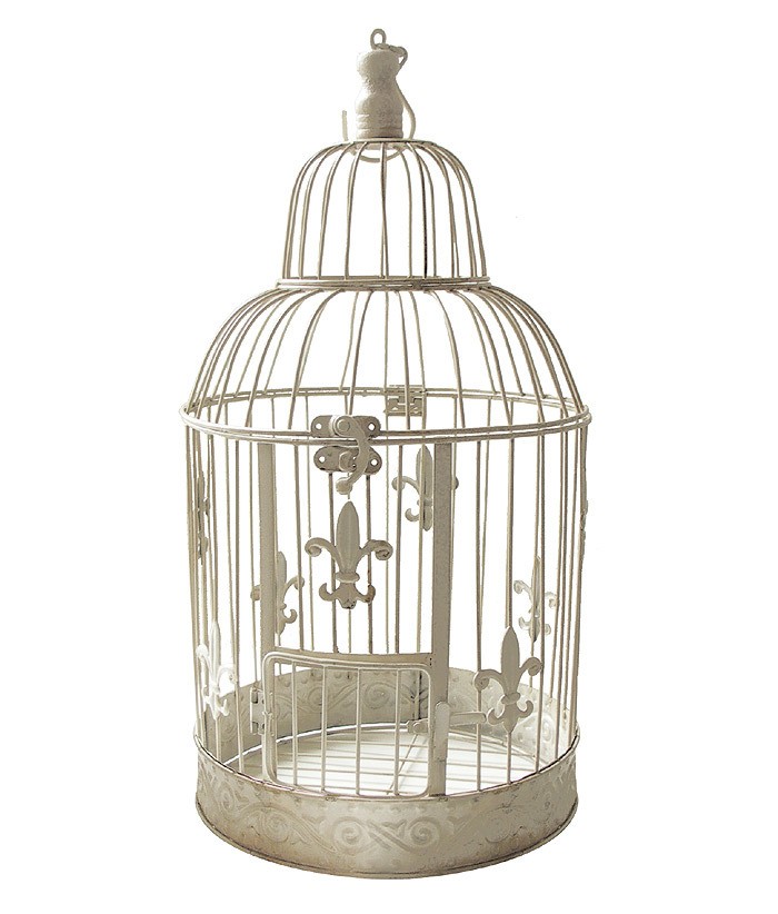 Deko Vogelkäfig Lilie Nostalgie Voliere Landhausstil Antik-Weiß 38 cm günstig online kaufen