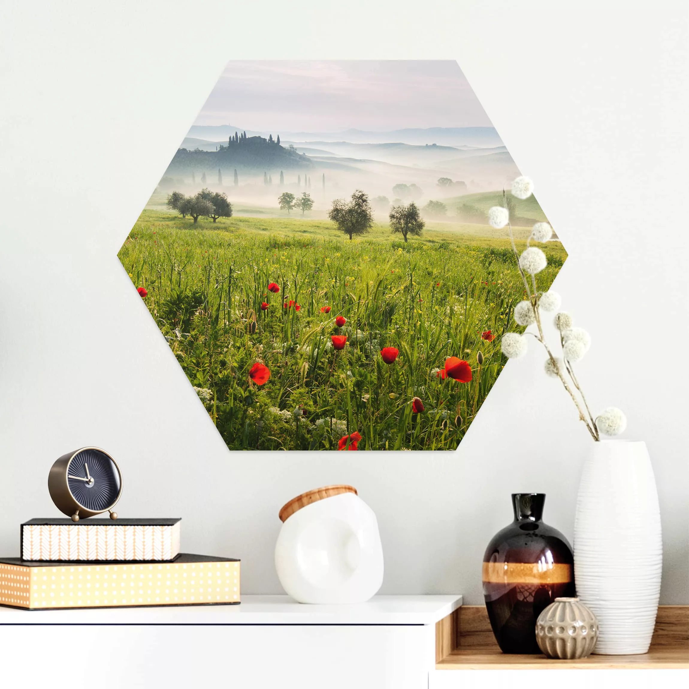 Hexagon-Alu-Dibond Bild Natur & Landschaft Toskana Frühling günstig online kaufen