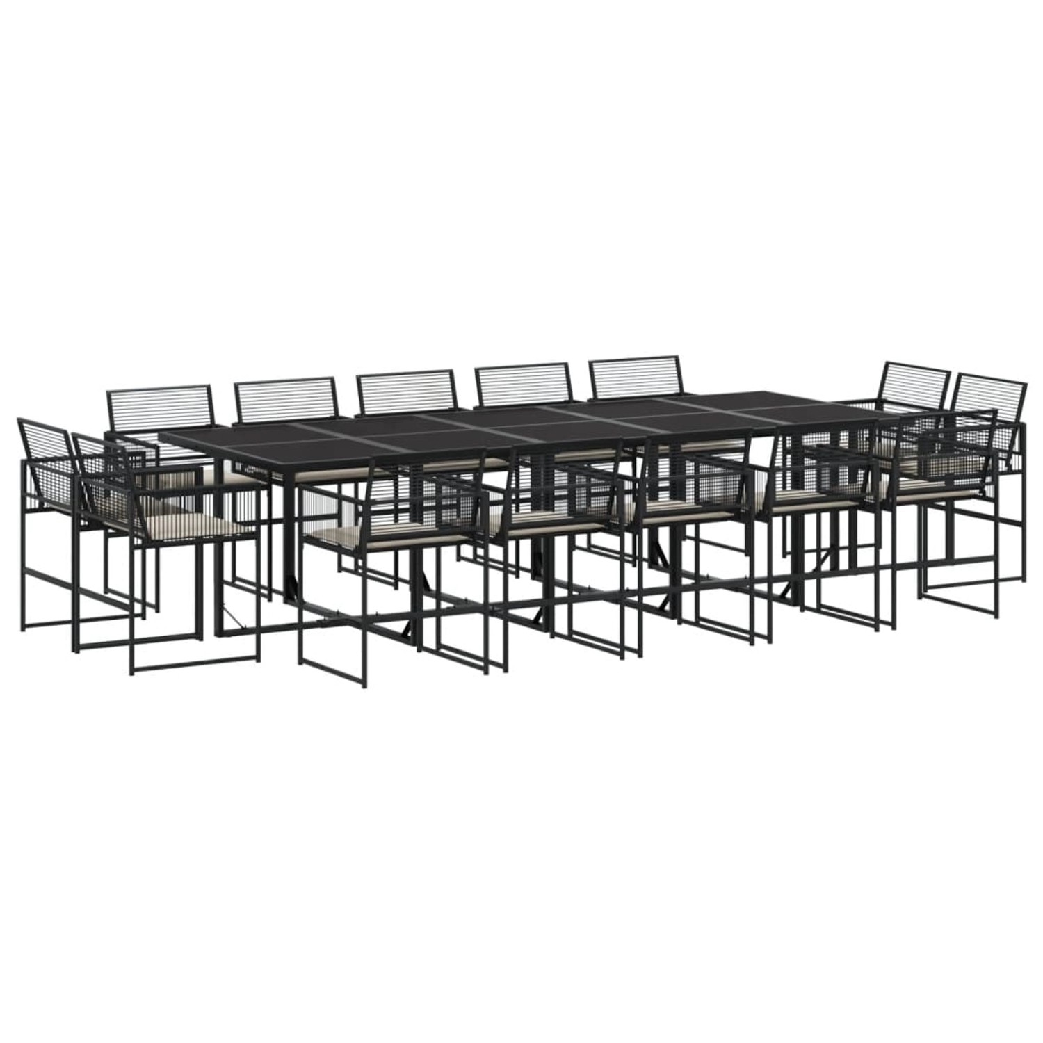 vidaXL 15-Tlg Garten-Essgruppe mit Kissen Schwarz Poly Rattan 3295016 günstig online kaufen