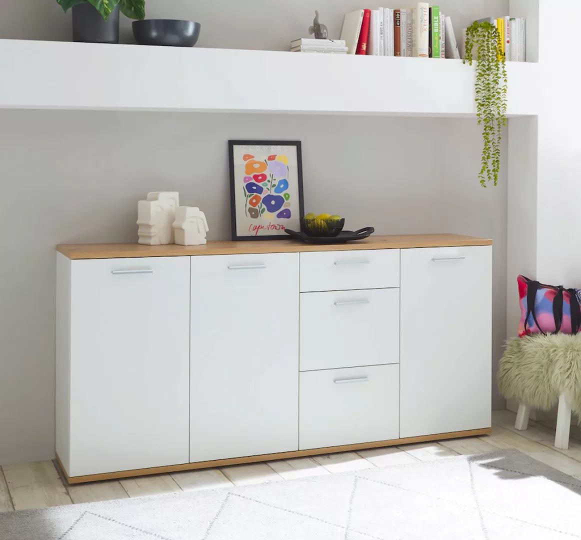 HBZ Kommode "BC1035 weiß matt, BxHxT 180x86x38 cm", Sideboard mit 3 Türen, günstig online kaufen