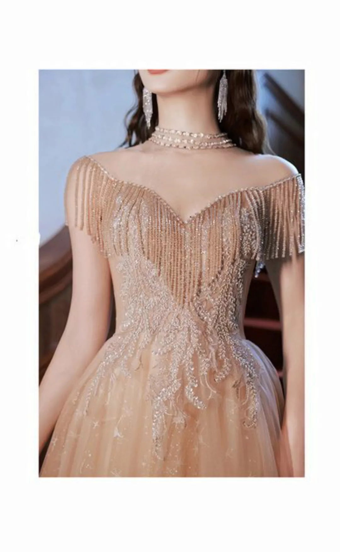 KIKI Abendkleid Abendkleid – Quastenkleid für Damen – schulterfreies Kleid günstig online kaufen