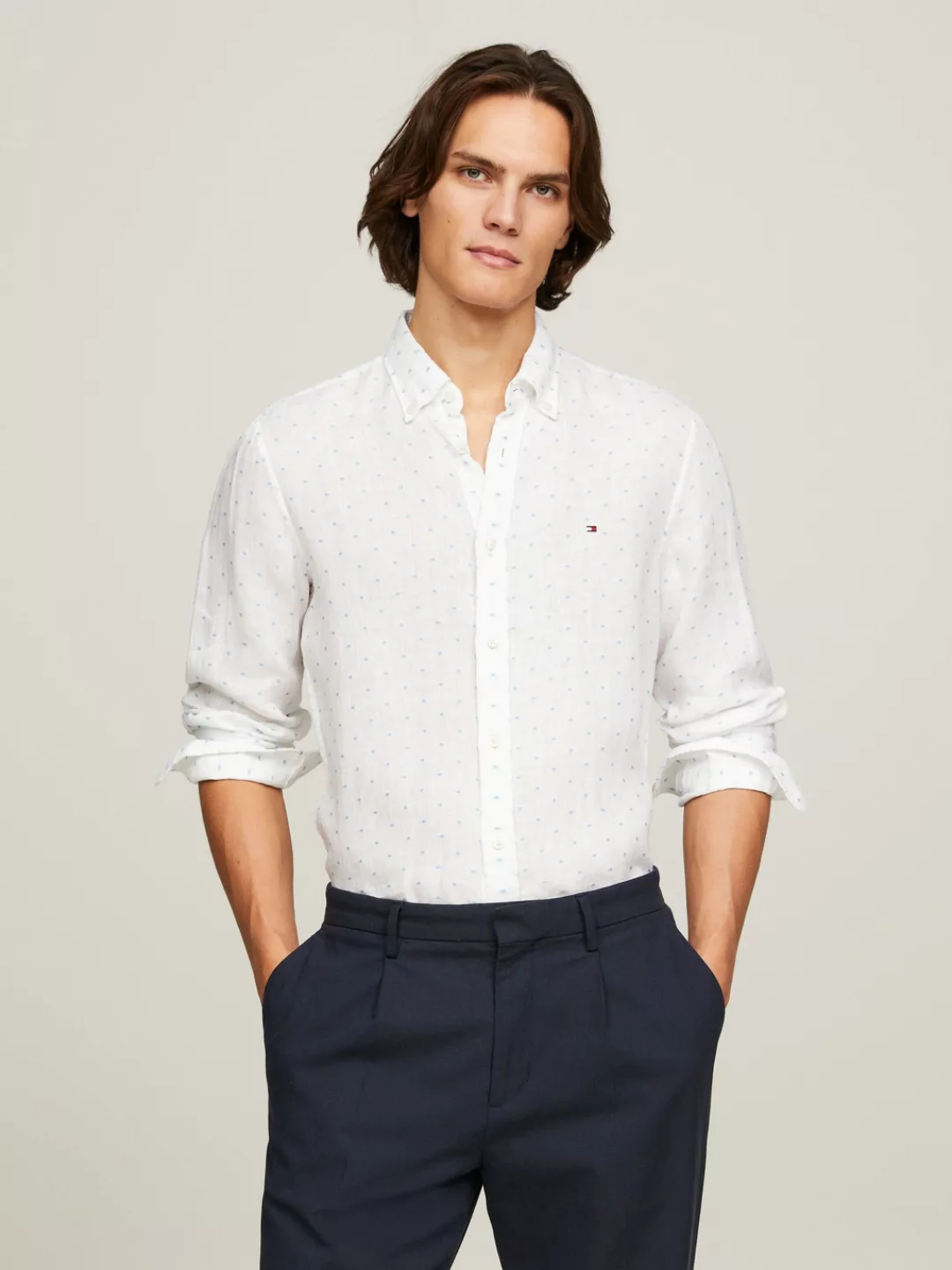 Tommy Hilfiger Langarmhemd "LINEN FIL COUPE SF SHIRT", modisch gepunktet günstig online kaufen