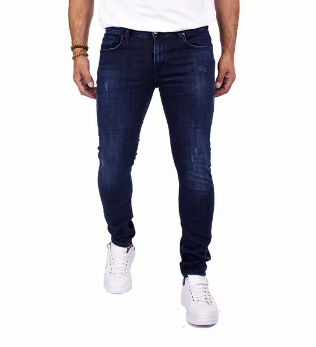 Denim Distriqt Slim-fit-Jeans Herren Basic Slim Fit Jeans mit stretch Blau günstig online kaufen