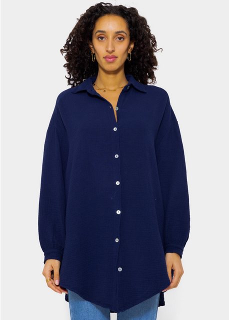 SASSYCLASSY Longbluse Oversize Musselin Bluse Damen Langarm Elegant Hemdblu günstig online kaufen