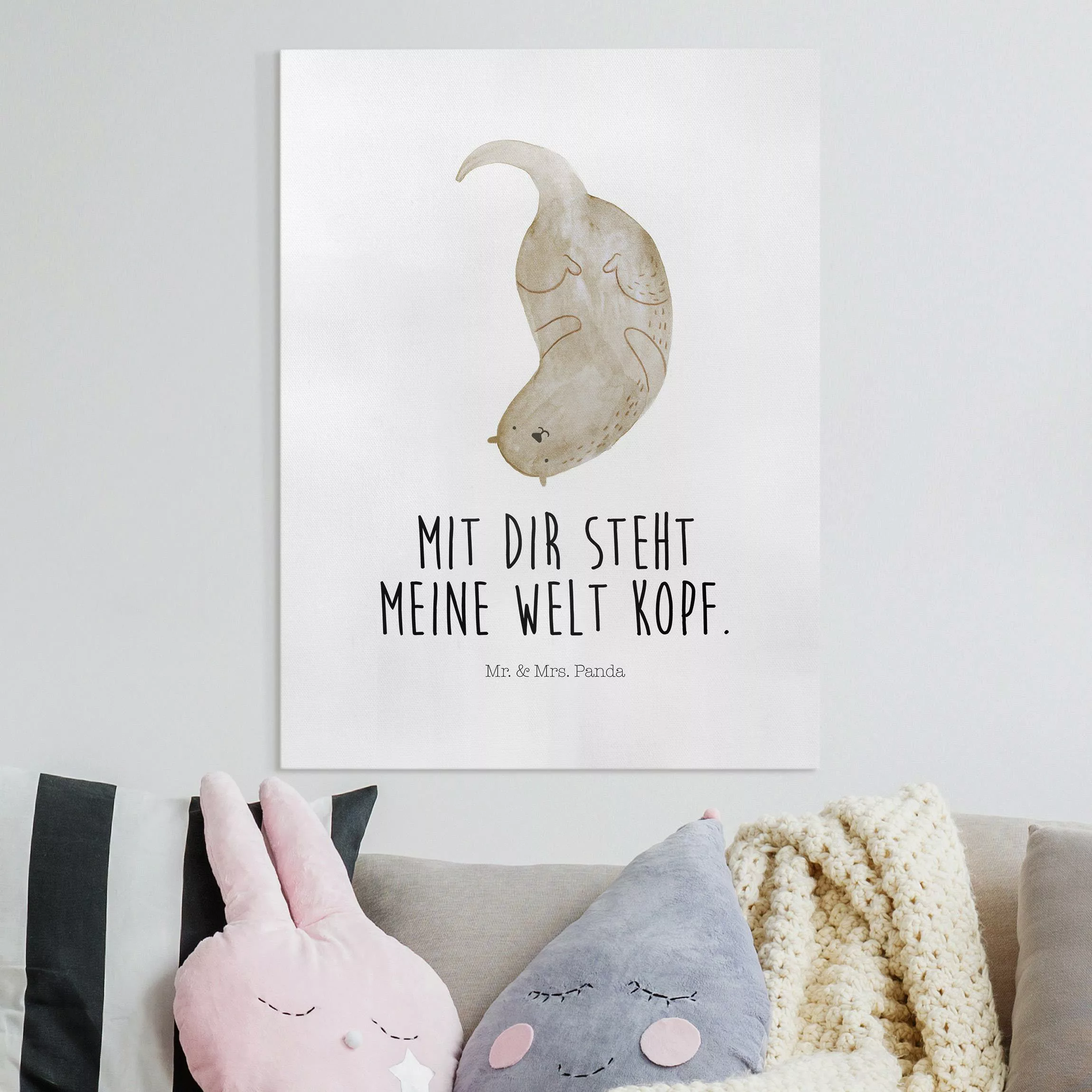 Leinwandbild Mr. & Mrs. Panda - Otter - Die Welt steht Kopf günstig online kaufen