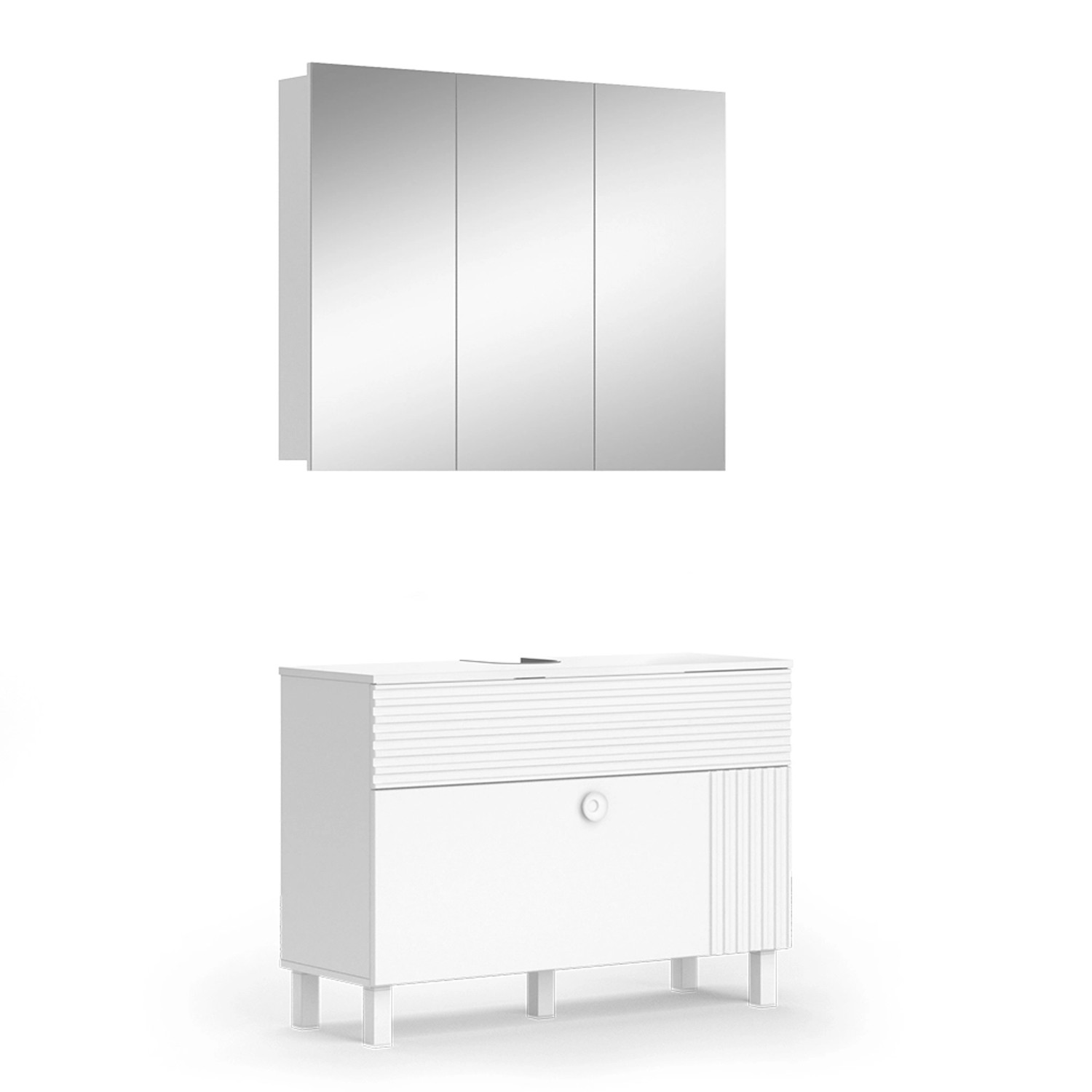 Vicco Badmöbel-Set Sola Weiß 2 Teile günstig online kaufen