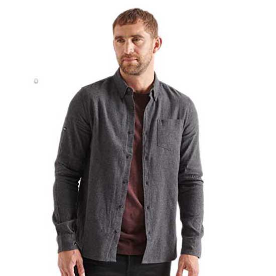 Superdry Studios Brushed Flannel Langarm Hemd M Eclipse Navy Marl Twill günstig online kaufen