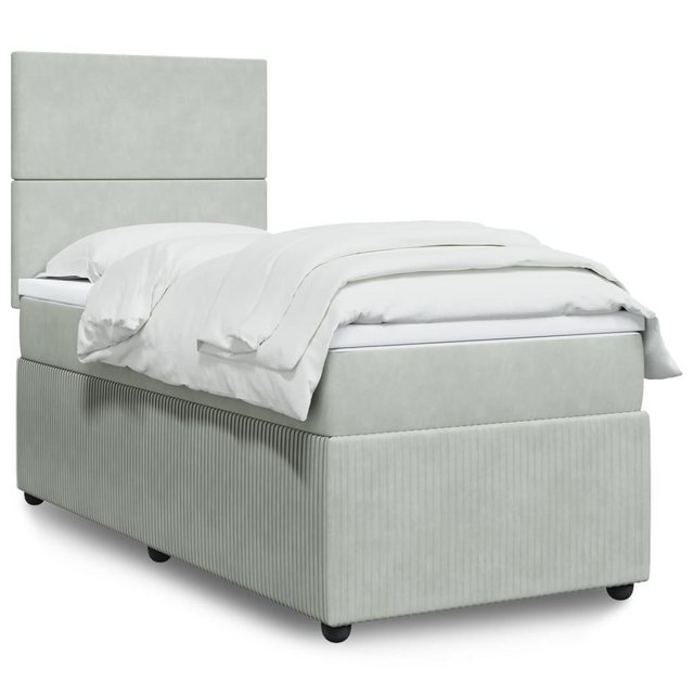 vidaXL Boxspringbett, Boxspringbett mit Matratze Hellgrau 90x190 cm Samt günstig online kaufen