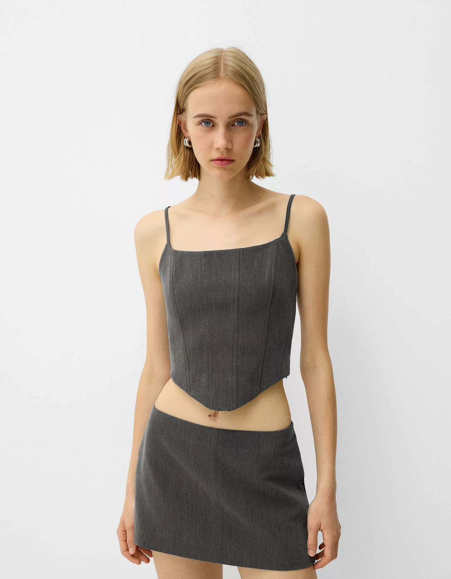 Bershka Mini-Hosenrock Damen Xl Grau günstig online kaufen