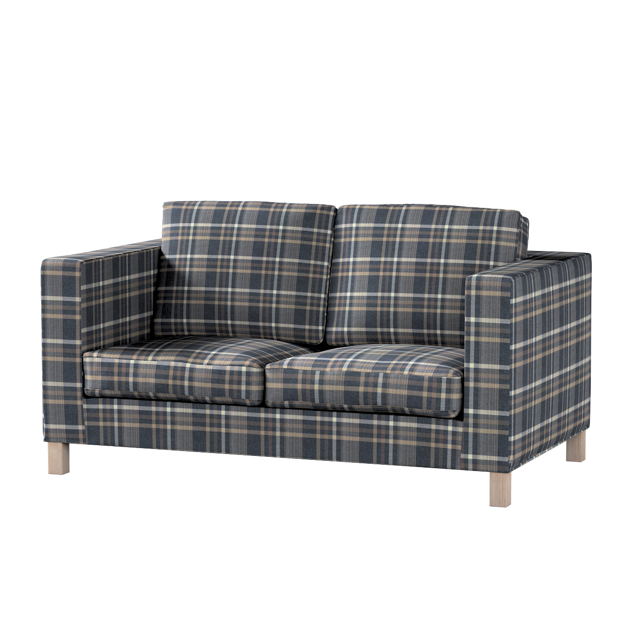 Bezug für Karlanda 2-Sitzer Sofa nicht ausklappbar, kurz, braun- blau, 60cm günstig online kaufen