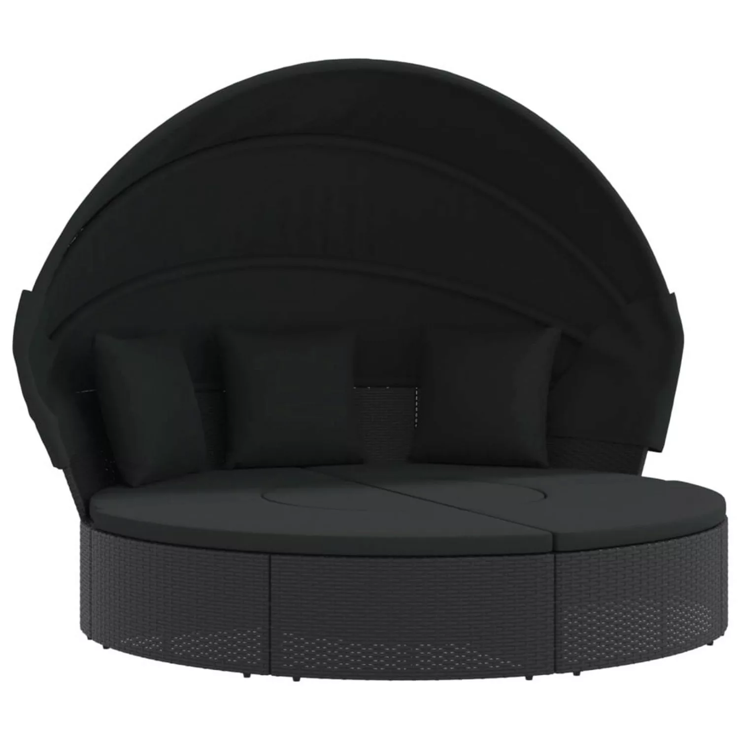 VidaXL Outdoor-Loungebett mit Dach und Kissen Schwarz Poly Rattan 3 günstig online kaufen