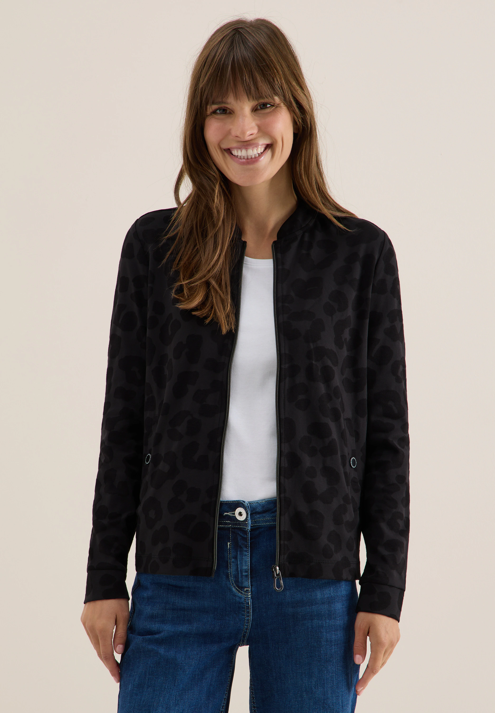 Cecil Jacquardstrickjacke, mit Leomuster günstig online kaufen