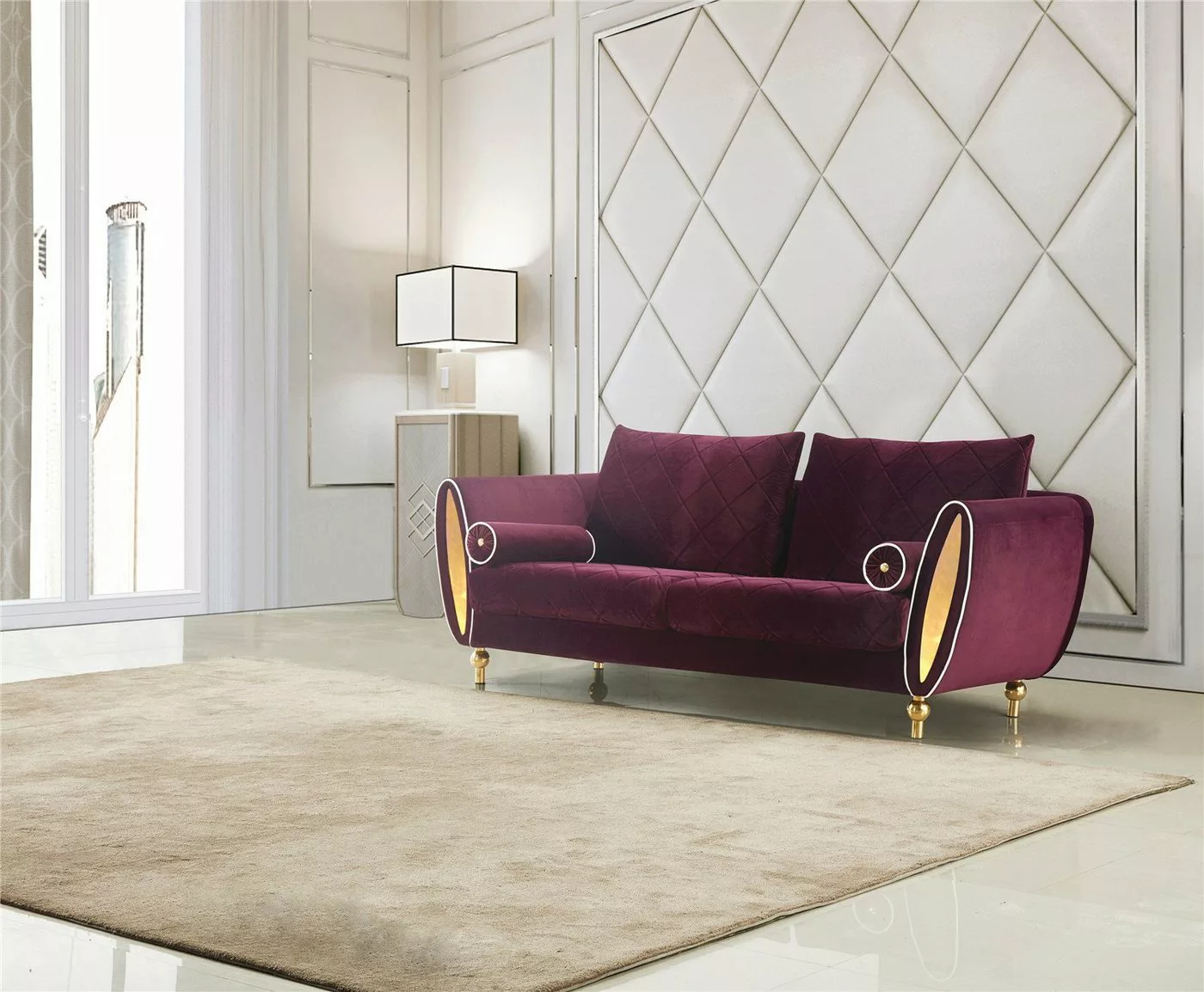 JVmoebel Sofa Luxus Polster 2-Sitzer mit Edelstahlelementen Design Neu, Mad günstig online kaufen