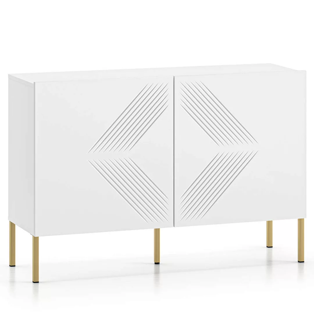 Sideboard 114cm in weiß, goldfarbene Metallfüße CHENNAI-131 günstig online kaufen