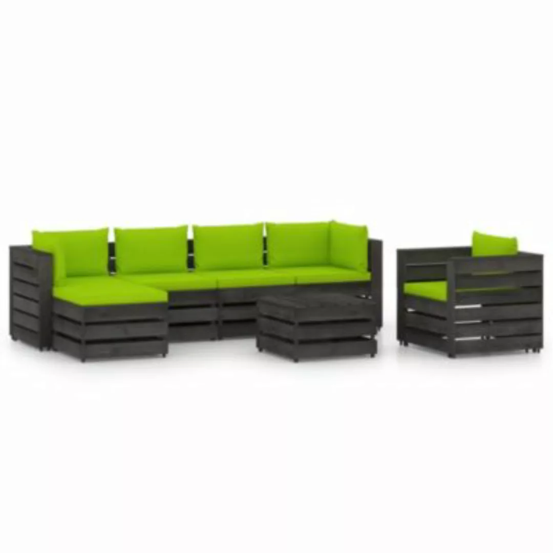 7-tlg. Garten-lounge-set Mit Kissen Grau Imprägniertes Holz günstig online kaufen