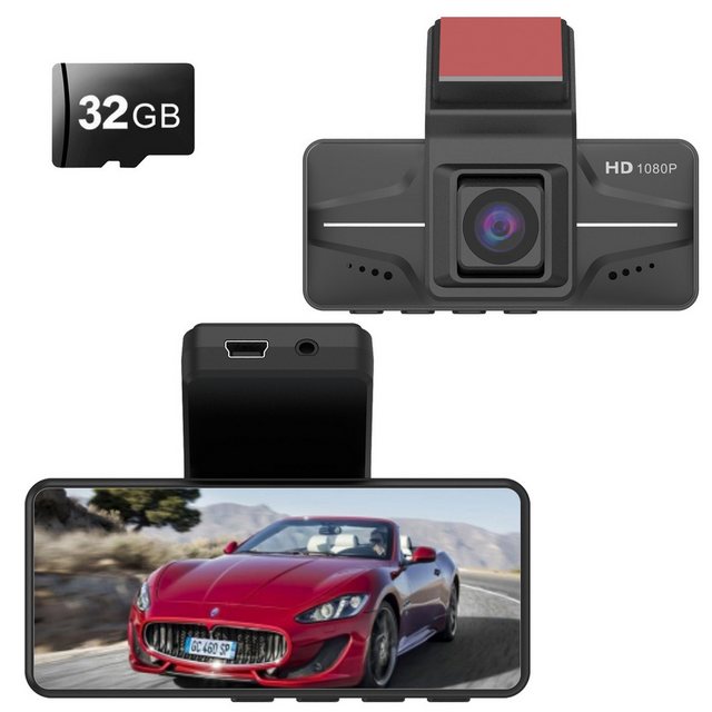 JUBOUEL 1080P HD Dashcam mit 32GB SD Karte, 140° Weitwinkel Dashcam (mit 3. günstig online kaufen