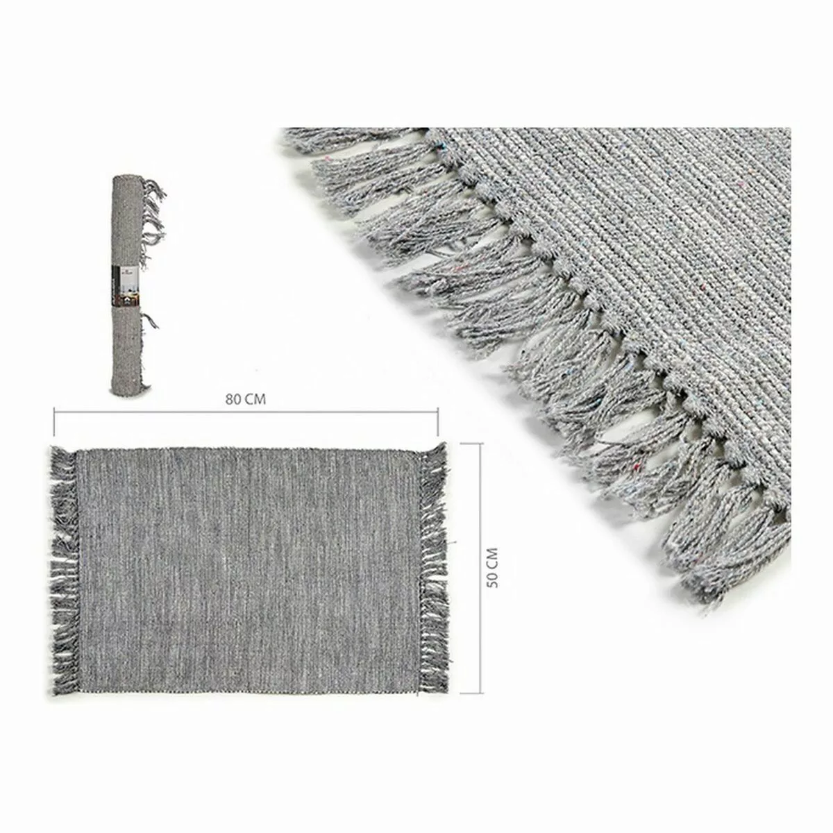 Teppich Grau Baumwolle (50 X 1 X 80 Cm) günstig online kaufen