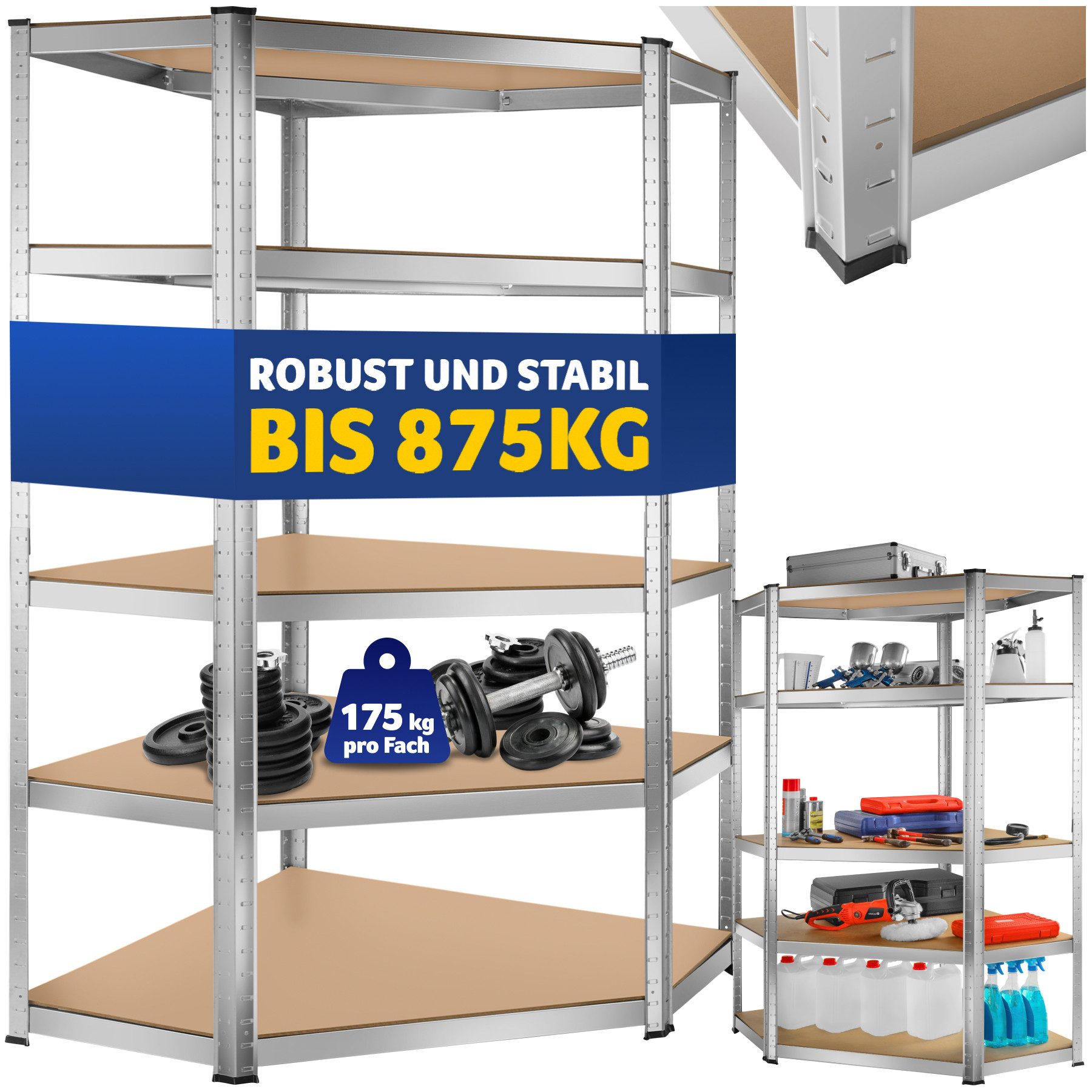 tectake Schwerlastregal, Komplett-Set., höhenverstellbare Einlegeböden günstig online kaufen
