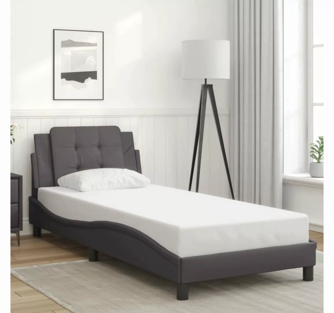 vidaXL Bett Bettgestell mit Kopfteil Grau 80x200 cm Kunstleder günstig online kaufen