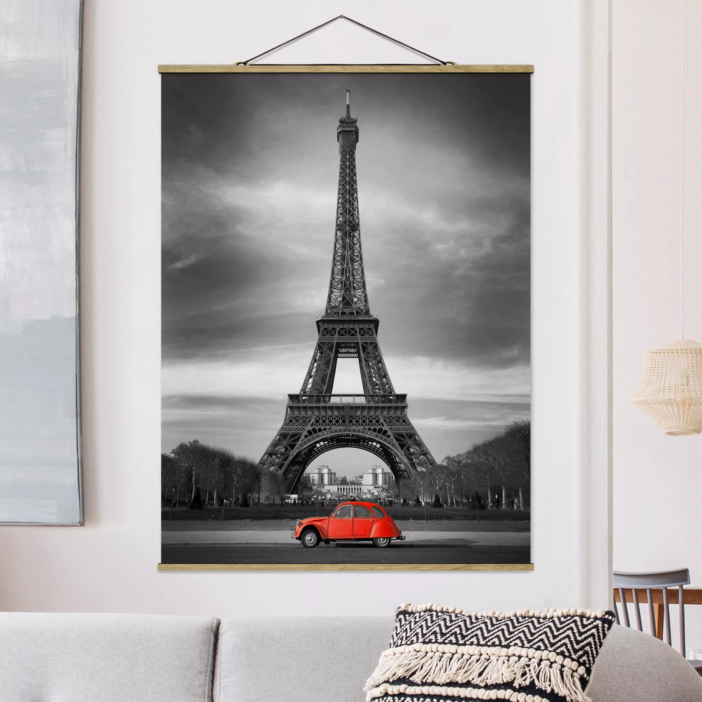 Stoffbild Architektur mit Posterleisten - Hochformat Spot on Paris günstig online kaufen