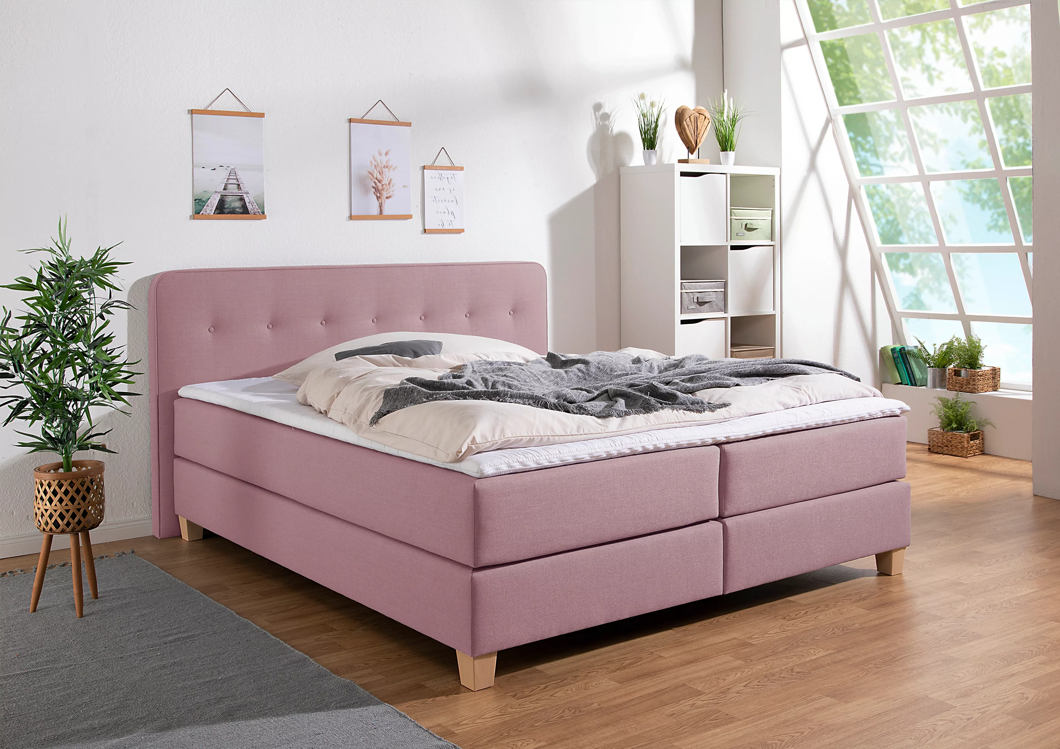 Home affaire Boxspringbett »Fargo«, inkl. Topper, in 3 Matratzenarten, in S günstig online kaufen