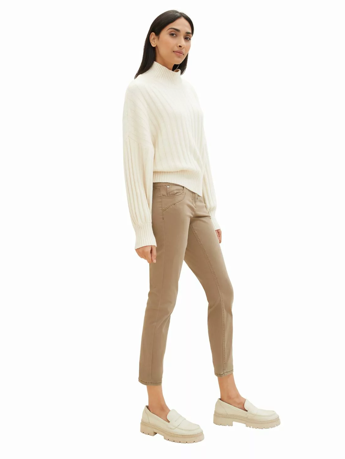 Tom Tailor Damen Hose TAPERED RELAXED - Relaxed Fit - Gestreift günstig online kaufen