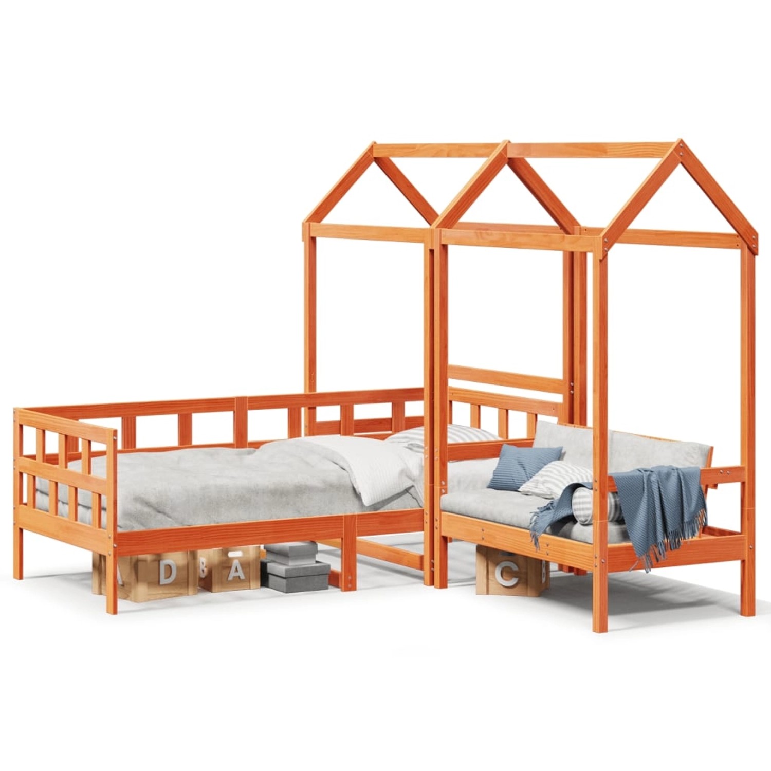 vidaXL Tagesbett Set mit Dach Wachsbraun 90x190 cm Massivholz Kiefer2097586 günstig online kaufen