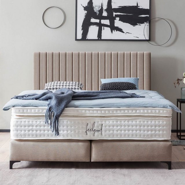 BettCo Boxspringbett Paris (in Nougat Webstoff, 200 x 200 cm), Pfeifenstepp günstig online kaufen