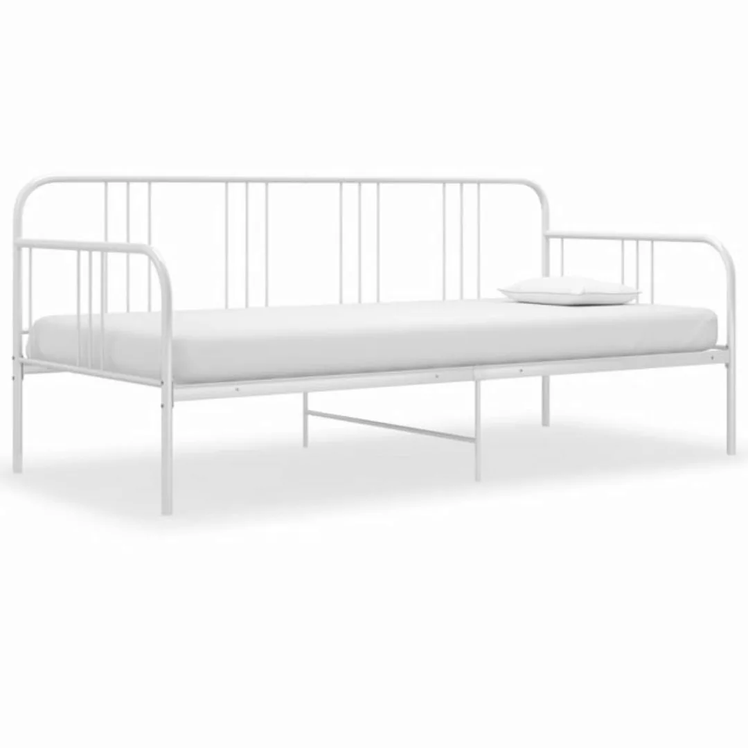 vidaXL Bettgestell Schlafsofa Bettgestell Weiß Metall 90x200 cm Einzelbett günstig online kaufen