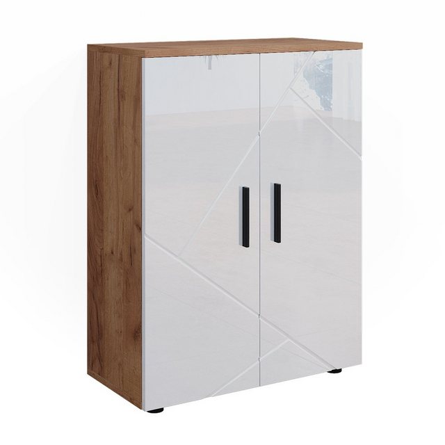 Vicco Midischrank Irma, Eiche/Weiß Hochglanz, 60 x 81 cm günstig online kaufen